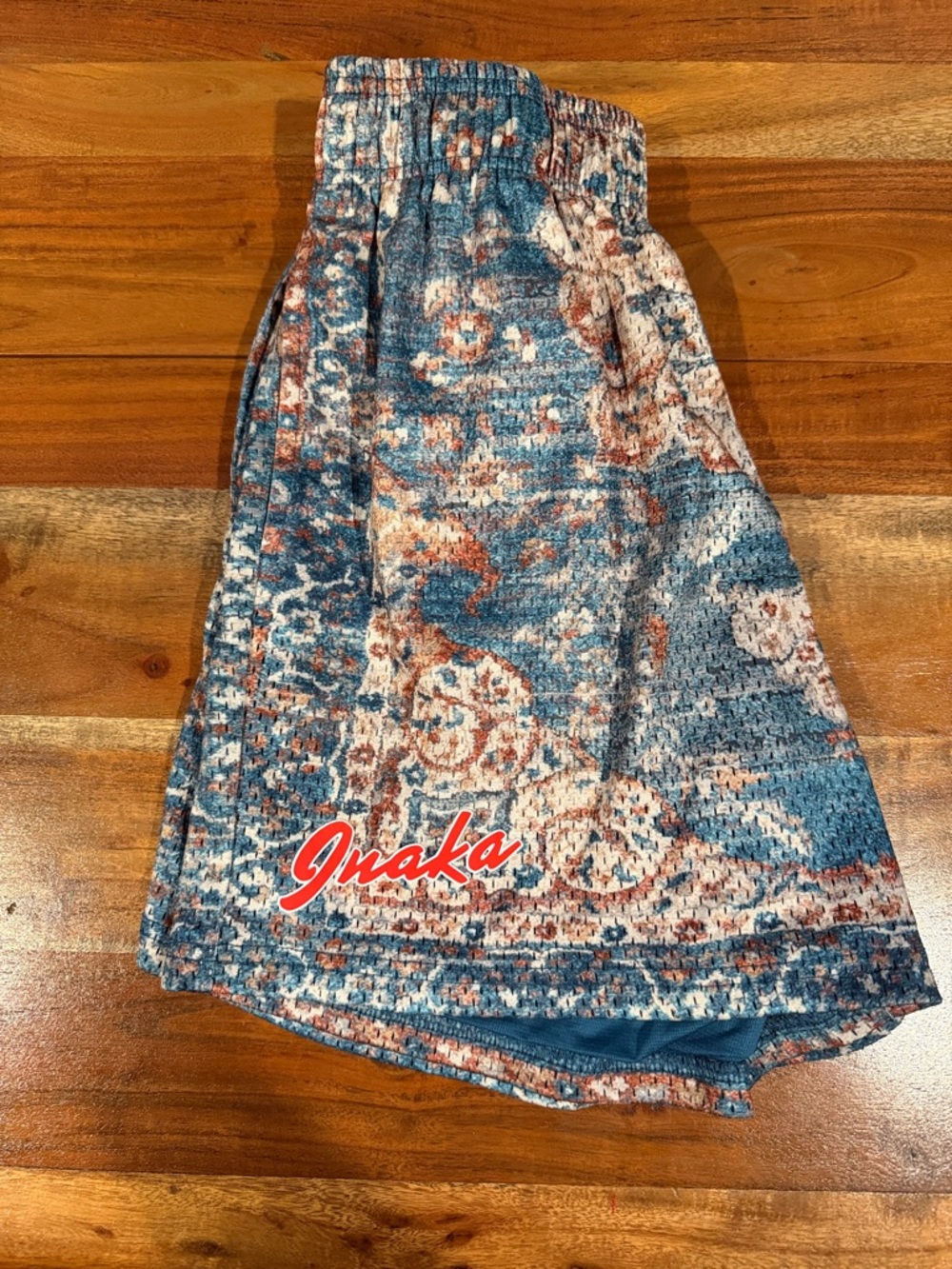 Inaka Power Blue Rug Print Shorts